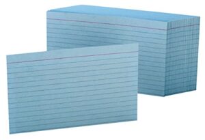 oxford ruled color index cards, 4" x 6", blue, 100 per pack (7421 blu)