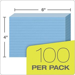 Oxford Ruled Color Index Cards, 4" x 6", Blue, 100 Per Pack (7421 BLU)