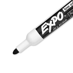 EXPO Low Odor Bullet Black Dry Erase Markers For Use On Whiteboards, Glass and Non-porous Surfaces; Ideal for Classrooms, Offices and Homes, Pack of 12 (82001)