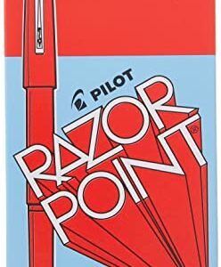 PILOT Razor Point Fine Line Marker Stick Pens, Ultra-Fine Point (0.3mm) Red Ink, 12 Units (11007)