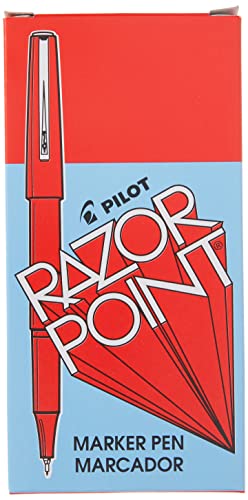 PILOT Razor Point Fine Line Marker Stick Pens, Ultra-Fine Point (0.3mm) Red Ink, 12 Units (11007)