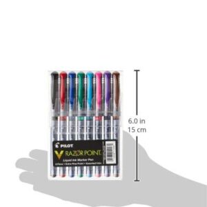 PILOT V Razor Point Liquid Ink Markers, Assorted Color Inks, 8-Pack Pouch (11008)