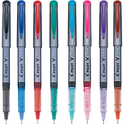 PILOT V Razor Point Liquid Ink Markers, Assorted Color Inks, 8-Pack Pouch (11008)