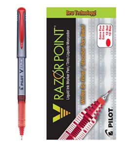 pilot v razor point liquid ink markers, extra fine point, red ink, 12-pack (11022)