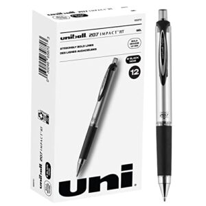 uni-ball signo 207, impact rt gel pen 1.0mm bold pens, bulk pens 12 pack, black ink pens by uniball, try black pens, gel pens, colored pens, office supplies, colorful pens, blue pens ballpoint
