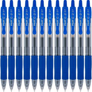 PILOT G2 Premium Refillable & Retractable Rolling Ball Gel Pens, Fine Point, Blue Ink, 12 Count (31021)