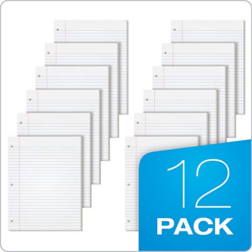 TOPS The Legal Pad Legal Pad, 8-1/2 x 11 Inches, Gum-Top, 3-Hole Punched, White, College Rule, 50 Sheets per Pad, 12 Pads per Pack (75270)