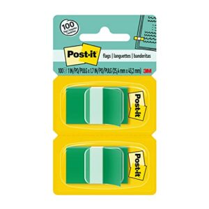 post-it flags, 50/dispenser, 2 dispensers/pack, 1 in wide, green (680-gn2)