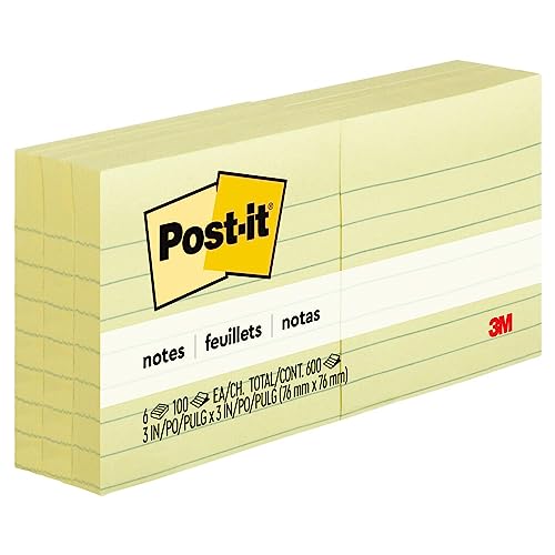 Post-it Nexcare Ultra Stretch Adhesive Pads, 3 x 4 in, Canary Yellow Lined, Pack of 6