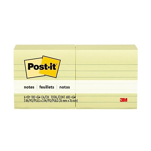 Post-it Nexcare Ultra Stretch Adhesive Pads, 3 x 4 in, Canary Yellow Lined, Pack of 6