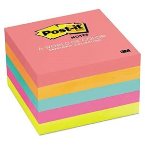post-it notes, 3x5 in, 5 pads, america's #1 favorite sticky notes, poptimistic, bright colors, clean removal, recyclable (655-5uc)