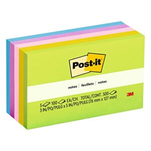 post-it pop-up notes, 3x3 in, 5 pads, america's #1 favorite sticky notes, floral fantasy collection, bold colors, clean removal, recyclable (r330-an)