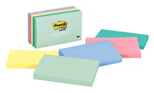 post-it notes, 3x5 in, 5 pads, america's #1 favorite sticky notes, marseille collection, pastel colors (pink, mint, yellow), recyclable (655-ast)