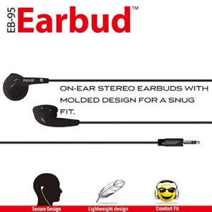 Maxell – 190560, Wired Earbuds Headphones with Lightweight Extended Use Anisotropic Ferrite Magnet Driver - Dynamic Sound Reproduction Stereo - for iOS, Smartphones, MP3 & Gaming – Black