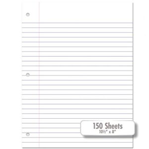 Mead Filler Paper, Loose Leaf Paper, Wide Ruled Paper, 150 Sheets, 10-1/2" x 8", White (15103)