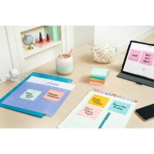 Post-it Notes, 3 in x 3 in, 4 Pads, America's #1 Favorite Sticky Notes, Marseille Collection, Pastel Colors (Pink, Mint, Yellow), Recyclable (5401)