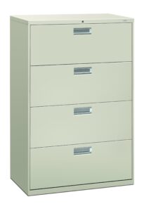 hon brigade 600 series lateral file, 4 legal/letter-size file drawers, light gray, 36" x 18" x 52.5"