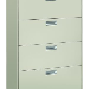 HON Brigade 600 Series Lateral File, 4 Legal/Letter-Size File Drawers, Light Gray, 36" X 18" X 52.5"