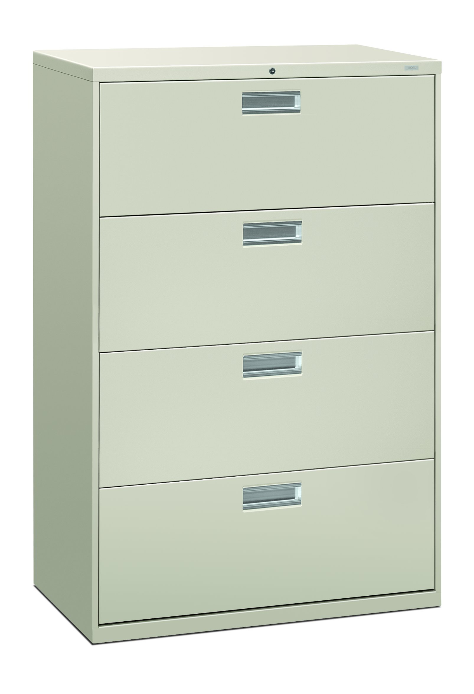 HON Brigade 600 Series Lateral File, 4 Legal/Letter-Size File Drawers, Light Gray, 36" X 18" X 52.5"