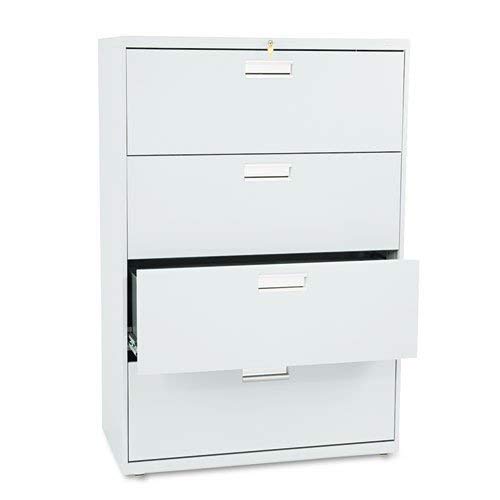 HON Brigade 600 Series Lateral File, 4 Legal/Letter-Size File Drawers, Light Gray, 36" X 18" X 52.5"