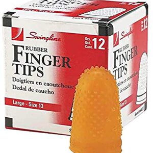 Swingline Rubber Finger Tips, Finger Cots, Large - Size 13, Amber, Finger Protector For Use with Swingline Staples & Swingline Staplers, Home Office Desktop Accessories, 12 Pack (54033)