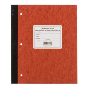 national laboratory notebook, 4 x 4 quad ruled, brown, cover, 11" x 9.25", 100 numbered sets (43649)