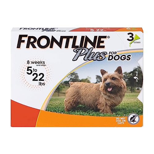 FRONTLINE® Plus for Dogs Flea and Tick Treatment (Small Dog, 5-22 lbs.) 3 Doses (Orange Box)