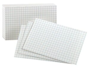 oxford grid design index cards, 3 x 5 inches, white, 100 per pack (02035ee)