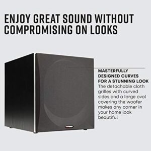 Polk Audio PSW505 12" Powered Subwoofer - Deep Bass Impact & Distortion-Free Sound, Up to 460 Watts, Easy Integration with Home Theater Systems, BLACK