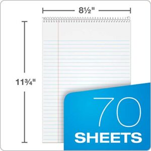 TOPS 63631 Docket Wirebound Ruled Pad w/Cover, 8 1/2 x 11 3/4, White, 70 Sheets