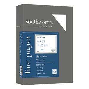 southworth® 100% cotton business paper, 8 1/2" x 11", 24 lb, 100% recycled, white, box of 500