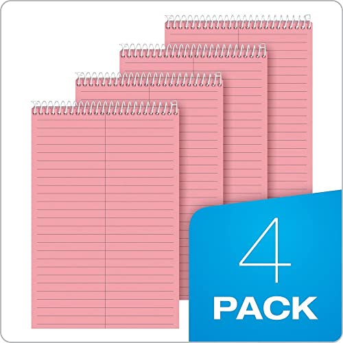 TOPS Prism Steno Books, 6" x 9", Gregg Rule, Pink Paper, Perforated, 80 Sheets, 4 Pack (80254)