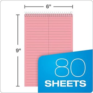 TOPS Prism Steno Books, 6" x 9", Gregg Rule, Pink Paper, Perforated, 80 Sheets, 4 Pack (80254)