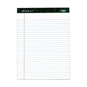 tops docket writing pads, 8-1/2" x 11-3/4", legal rule, white paper, 50 sheets, 12 pack (63410)