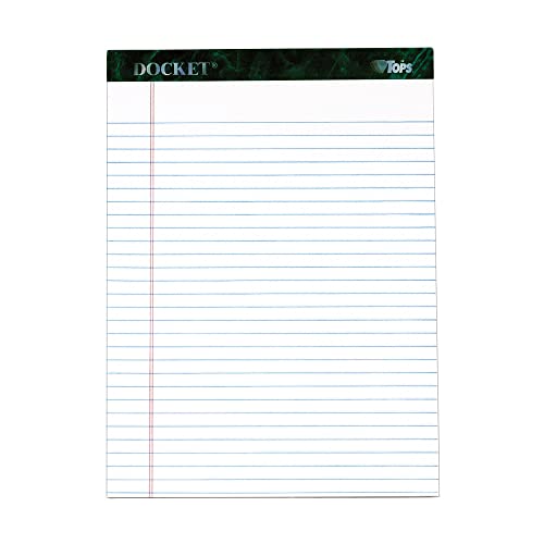 TOPS Docket Writing Pads, 8-1/2" x 11-3/4", Legal Rule, White Paper, 50 Sheets, 12 Pack (63410)