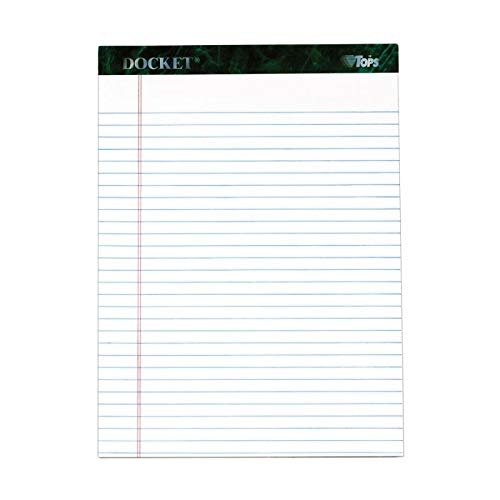 TOPS Docket Writing Pads, 8-1/2" x 11-3/4", Legal Rule, White Paper, 50 Sheets, 12 Pack (63410)