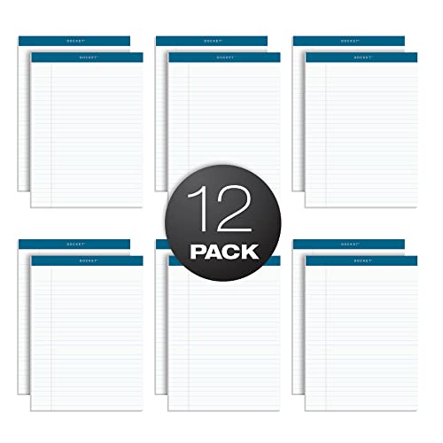 TOPS Docket Writing Pads, 8-1/2" x 11-3/4", Legal Rule, White Paper, 50 Sheets, 12 Pack (63410)