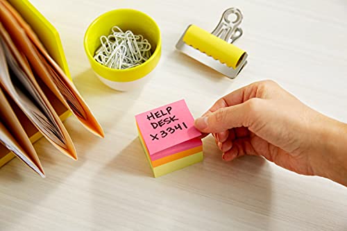 Post-it Notes, 2x2 in, 3 Cubes, America's #1 Favorite Sticky Notes, Assorted Colors, Recyclable (2051-3PK)