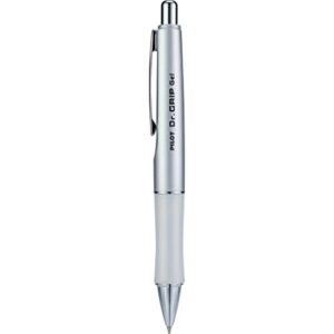 PILOT Dr. Grip Limited Refillable & Retractable Gel Ink Rolling Ball Pen, Fine Point, Metallic Platinum Barrel, Black Ink, Single Pen (36272)