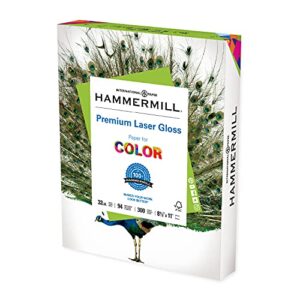 Hammermill Glossy Paper, Laser Gloss Copy Paper, 8.5 x 11 - 1 Pack (300 Sheets) - 94 Bright, Made in the USA Glossy Printer Paper, 163110R