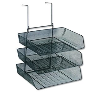 Fellowes Mesh Partition Additions Triple Tray, Side Load, Letter Size, Black (75902)