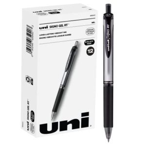 uni-ball 65940 uni-ball retractable gel pens, medium point (0.7mm), black, 12 count