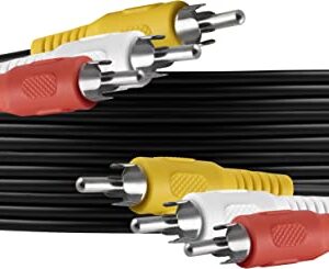 GE Composite Audio/ Video Cable, 6 ft. RCA Style Plugs 3-Male to 3-Male, Low Loss, for TV, VCR, DVD, Satellite, and Home Theater Receivers, 23216