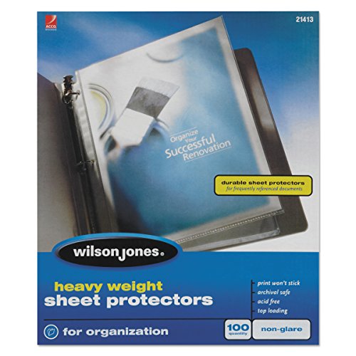 Wilson Jones Sheet Protectors, Heavy Weight, Top-Loading, Non-Glare, 100 Sheets/Box (W21413)