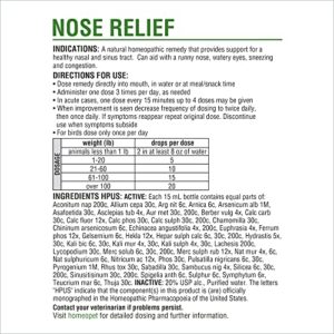 HomeoPet Nose Relief, Natural Sinus Relief for Pets, 15 Milliliters