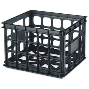 sterilite plastic storage crate, black