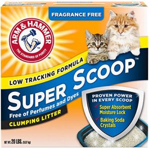 arm & hammer super scoop clumping litter, fragrance free 20lb (33200022015)