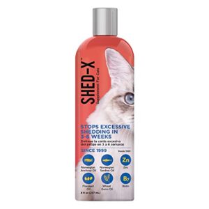 shed-x liquid cat supplement, 8oz – 100% natural – shed defender, help excessive cat shedding with cat supplements of essential fatty acids, vitamins, and minerals