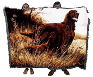 pure country weavers irish setter blanket by robert may - gift for dog lovers - tapestry throw woven from cotton - made in the usa (72x54)