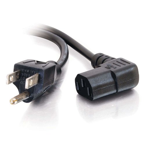 C2G 03152 18 AWG Universal 90 Degree Power Cord With 3 Pin Connector, 6 Feet (1.82 Meters), Black